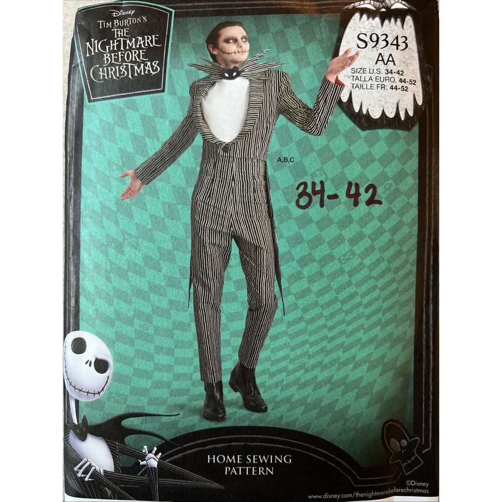 Simplicity S9343 Disney Nightmare Before Christmas Jack Skellington‎ 44-52